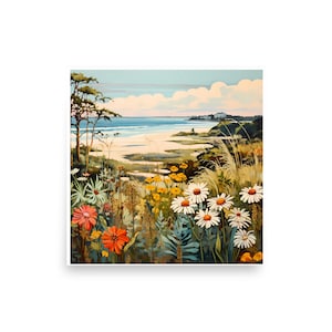 Stampa artistica, costa dell'Hilton Head, Carolina del Sud, fiori di campo costieri