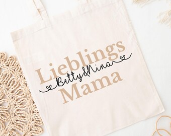 Mama Tasche personalisiert mit Kindernamen | Lieblingsmama & Bonusmama Stofftasche | Muttertagsgeschenk | Geschenk für Mama