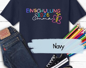einschulung geschenk, personalisiertes schulkind shirt, schulanfang t-shirt, schulanfang geschenk, einschulung 2026 t-shirt, erster Schultag