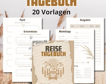 Camping Journal, Reisetagebuch Camping Urlaub, Reise Journal, Camper Tagebuch, Geschenk für Camper, Wohnmobil Zubehör, Travel Journal,