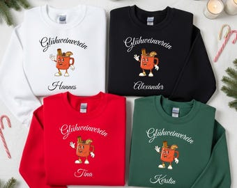 Glühweinverein Felpa personalisiert mit Namen – Lustiger Gruppensweater für Weihnachtsmarkt & Weihnachtsfeier / Unisex Pulli Geschenk