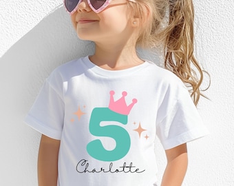 Geburtstagsshirt personalisiert, Geburtstagsfeier, Geburtstagskind, Alter, kindergeburtstag, geburtstagsgeschenk, geburtstagsshirt, Mädchen