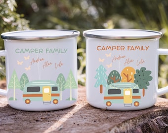 camping tasse, emaille tasse, kaffeetasse, camper geschenk, camping equipment, Family, personalisierte tasse, wohnmobil, tasse wohnwagen