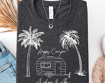 Happy Camper Camping Shirt – Family Camping Shirt für Wohnmobil & Wohnwagen | Road Trip Shirt Vanlife Outfit | Camping Geschenk für Camper