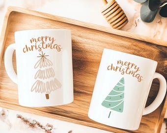Merry Christmas mug with Christmas tree | 5 designs to choose from | Ceramic coffee mug | Christmas gift