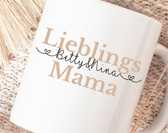 Mama Tasse personalisiert mit Kindernamen | Lieblingsmama Tasse | Geschenk für Mama | Muttertagsgeschenk | Tasse mit Namen