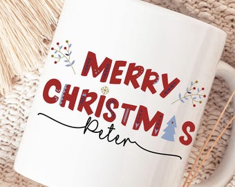 Personalized Christmas mug with name | Merry Christmas ceramic mug | Christmas gift for family, friends & colleagues