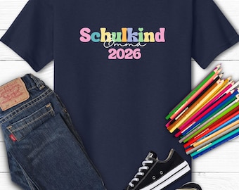 Schulkind 2026 T-Shirt personalisiert | Einschulung Shirt mit Name | Schulanfang Kinder Shirt | Geschenk zur Einschulung