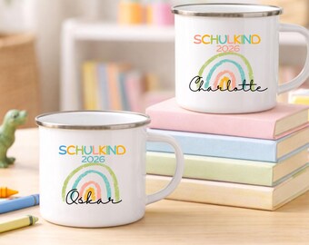 Personalized Schoolchild 2026 Mug | Enamel Mug with Name for the School Cone