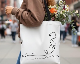 Yoga Tasche mit Namaste Aufdruck | Stofftasche Baumwolle | Geschenk für Yogis | Namaste Beutel | Einkaufstasche