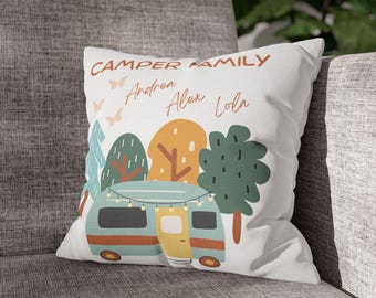 Personalized camping pillow with name | Camper Family pillowcase | RV decor | Gift for campers
