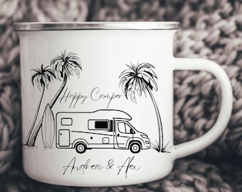 camper tasse, wohnmobil zubehör, emaille tasse, kaffeetasse, camper geschenk, camping equipment, vanlife, personalisierte tasse, wohnmobil,
