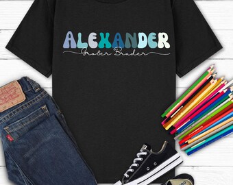 Großer Bruder Shirt personalisiert | Kinder T-Shirt mit Name | Schwangerschaftsankündigung | Geschwister Geschenk