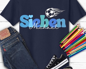 Fußball Geburtstagsshirt personalisiert mit Name & Zahl | Kinder T-Shirt zum Geburtstag | Fußball Shirt Junge | Wunschzahl Geschenk