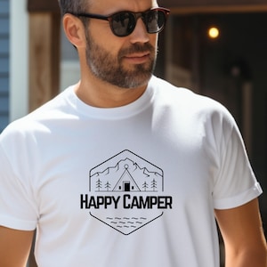 Happy Camper Shirt, camping shirt, roadtrip, t-shirt für camper, vanlife, Camping Geschenk, Camper Shirt, Wohnmobil, outdoor, weltreise