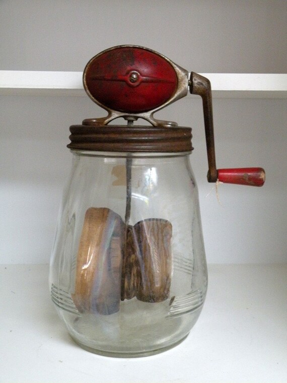 Items similar to Antique Butter Churn and mixer with Wooden Paddles on Etsy
