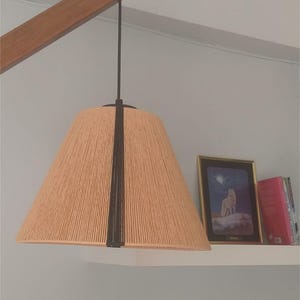 Handmade Paper Cord Pendant Light: Boho Wabi Sabi Lamp