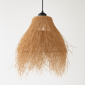 Handmade Raffia Pendant Lamp: Boho Coastal Lighting