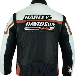 New Men’s Men’s Screamin’ Eagle Raceway Leather Motorcycle Biker Jacket