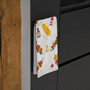 Summer BBQ Tea Towel, Fun Kitchen Decor, Grilling Gifts, Foodie Gift, Picnic Accessories, Kitchen Towel, Home and Living