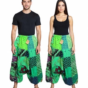 Boho Patchwork Harem Pants: Unisex Cotton Yoga Trousers