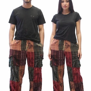 Handcrafted Cotton Patchwork Pants: Unisex Boho Hippie Trousers