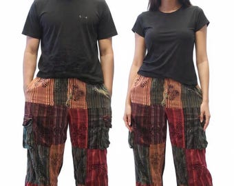 Handcrafted Cotton Patchwork Pants: Unisex Boho Hippie Trousers