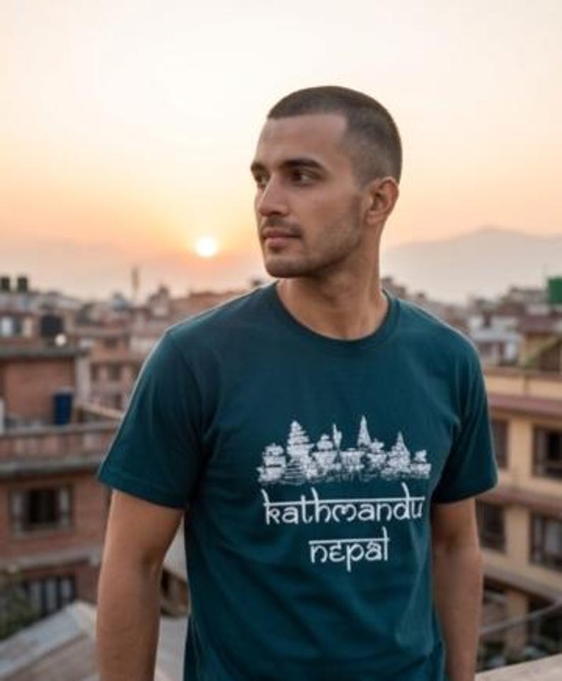 Men's Nepal Heritage T-Shirts – Embroidered Mt. Everest, Buddha & Kathmandu Designs imagem 10