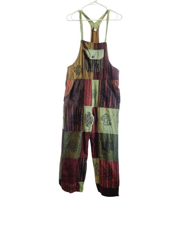Handcrafted Cotton Patchwork Overalls: Boho Hippi… - image 4