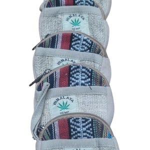 Handcrafted Eco Friendly Pure Hemp Bag Cotton Coin Bag, Coin Pouch, Wallet, Bohemian Style, Boho Purse, Made in Nepal Purse Wallets