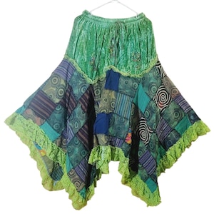 Boho Hippie Pixie Skirt, Witchy Style Skirts, Patchwork Skirt, Cotton Velvet 90s style Skirt, Bohemian Style, Hippie Clothes, Boho Skirts.