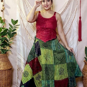 Handcrafted Cotton Patchwork Wrap Skirt: Boho Hippie Style