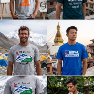 Men's Nepal Heritage T-Shirts – Embroidered Mt. Everest, Buddha & Kathmandu Designs imagem 6