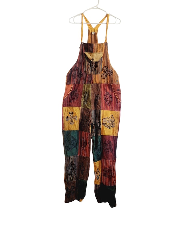 Handcrafted Cotton Patchwork Overalls: Boho Hippi… - image 6