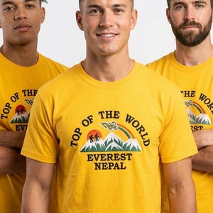 Men's Nepal Heritage T-Shirts – Embroidered Mt. Everest, Buddha & Kathmandu Designs imagem 1