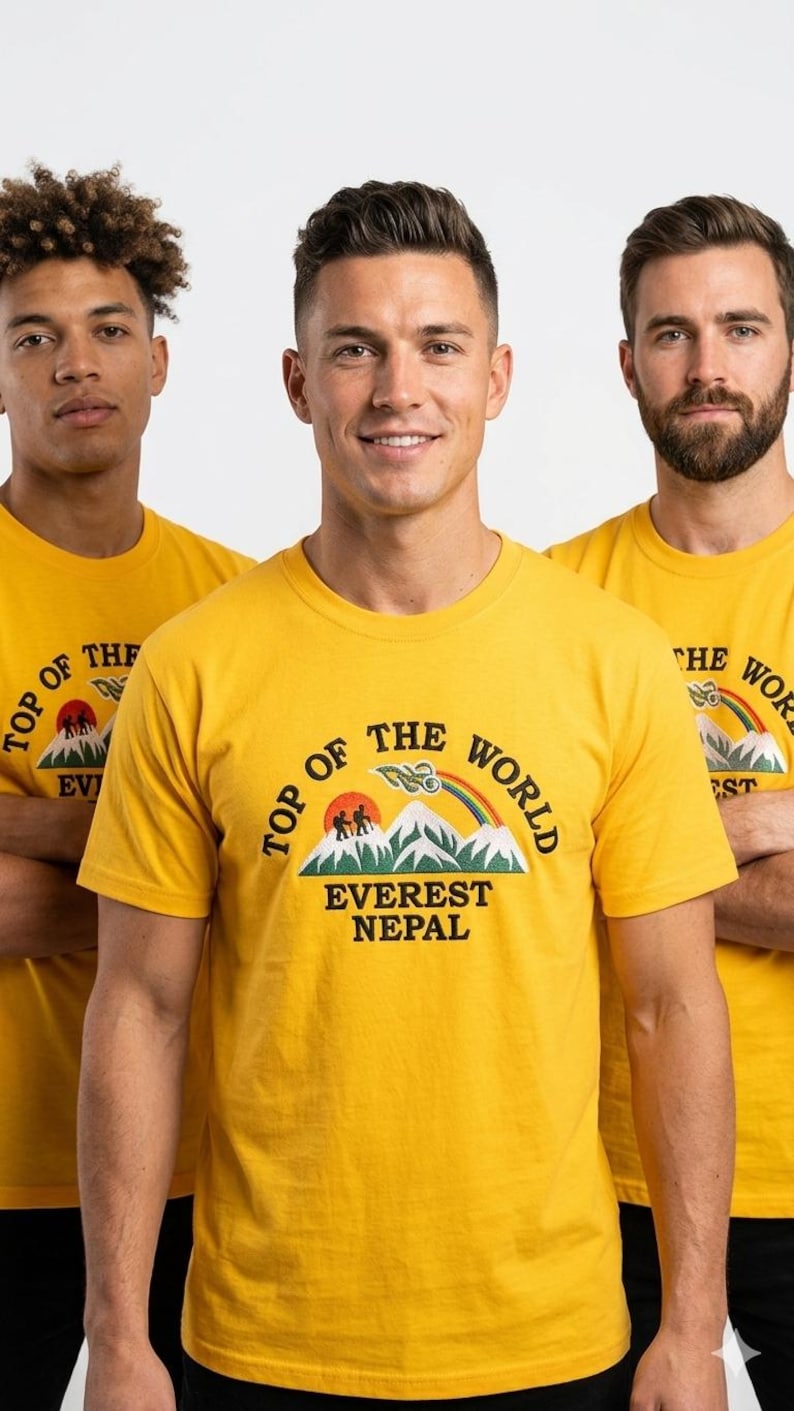 Men's Nepal Heritage T-Shirts – Embroidered Mt. Everest, Buddha & Kathmandu Designs imagem 1