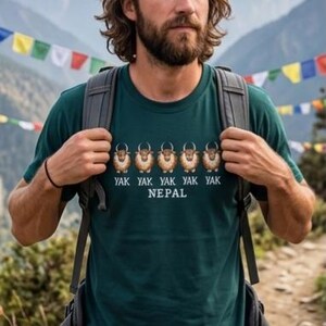 Men's Nepal Heritage T-Shirts – Embroidered Mt. Everest, Buddha & Kathmandu Designs imagem 12