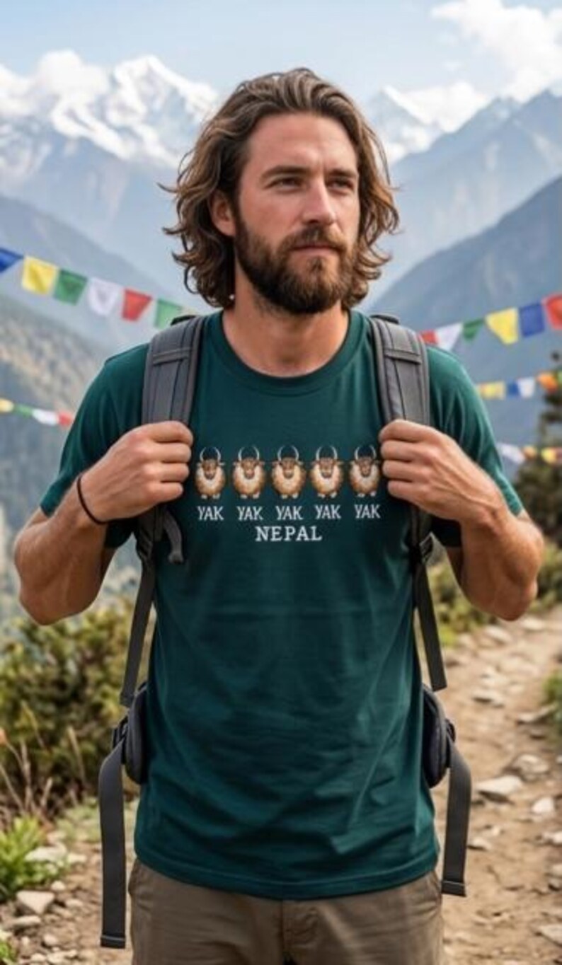 Men's Nepal Heritage T-Shirts – Embroidered Mt. Everest, Buddha & Kathmandu Designs imagem 12