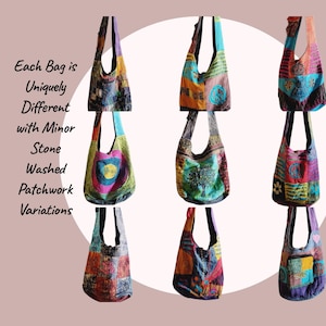 Handmade Patchwork Cotton Crossbody Bag: Boho Hippie Style, 70s Vintage Style, Shoulder Jogi Bags