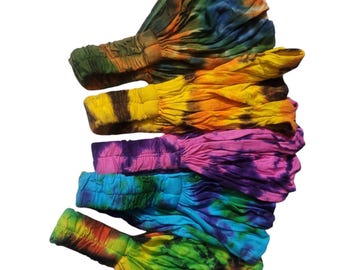 Handcrafted Tie Dye Cotton Headband: Vibrant Rainbow Boho Hippie Accessory, Bandanas