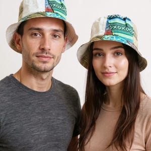 Handmade Hemp Patchwork Bucket Hat: Eco-Friendly Hippie Style