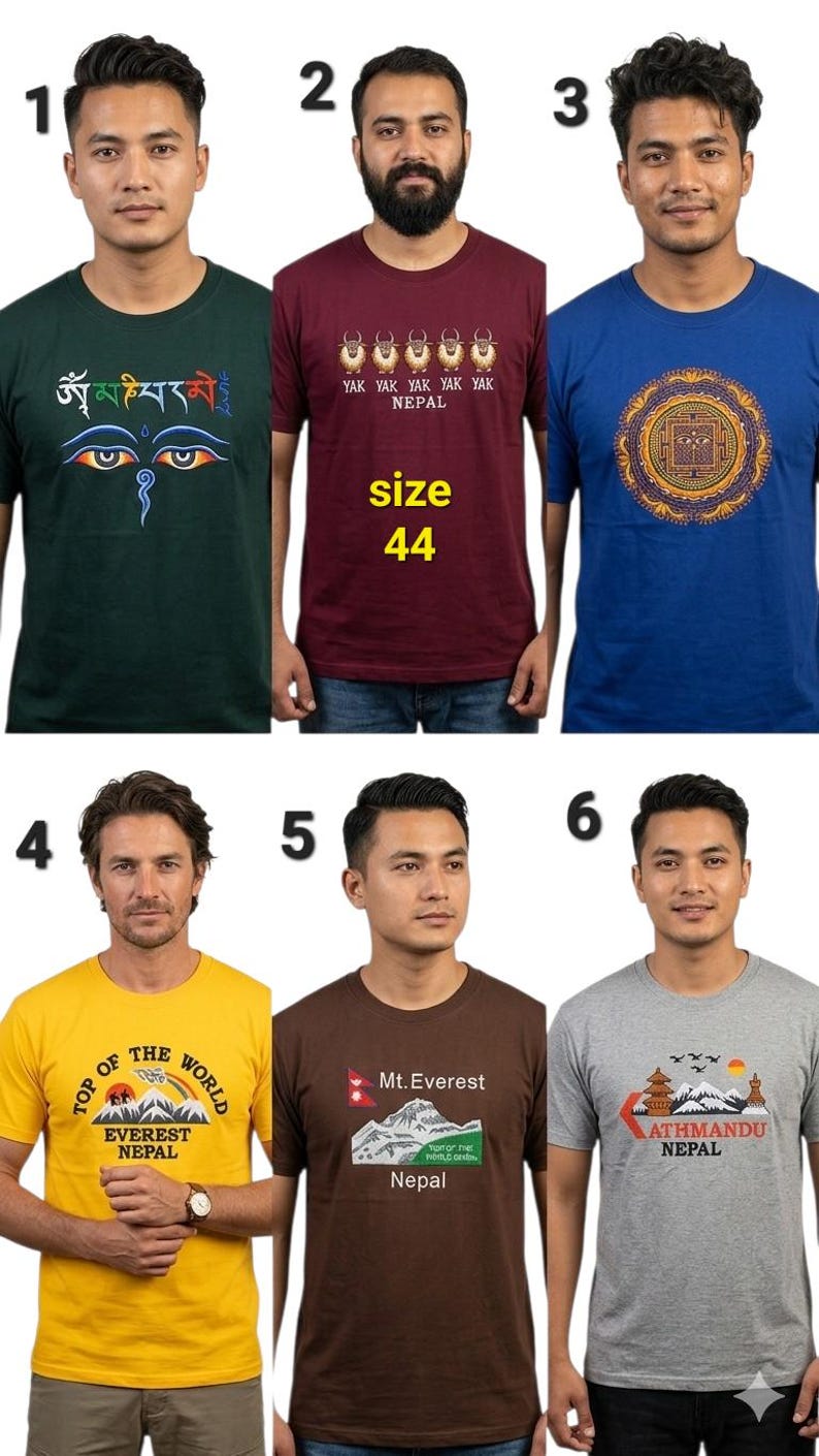 Men's Nepal Heritage T-Shirts – Embroidered Mt. Everest, Buddha & Kathmandu Designs imagem 2