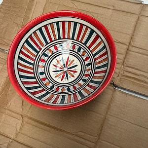 Handmade moroccan ceramic bowl red pottery dish - boho kitchen Decor