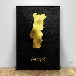 Portugal Gouden Kaart Canvaskunst Schilderij Poster Woonkamer Decor