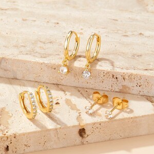 Zirkon Damen Ohrringe Dreiteiliges Set