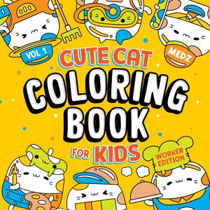 Cute Cats Coloring Book for Kids | 22 Worker Printable Pages | Instant Digital Download | Easy Children Coloring | Digital Coloring Pages