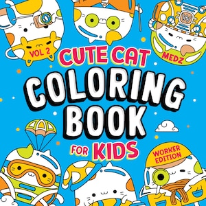 Cute Cats Coloring Book for Kids | 22 Worker Printable Pages | Instant Digital Download | Easy Children Coloring | Digital Coloring Pages