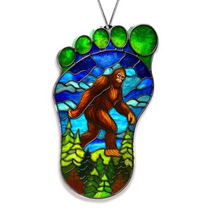 Acrylic Bigfoot Ornament – “Sasquatch Trail” Footprint Sun Catcher for Nature Lovers & Cryptid Fans