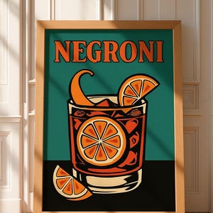 Negroni Art Print - Simple Pop Art - Bar Cart Art - Cool Aesthetic
