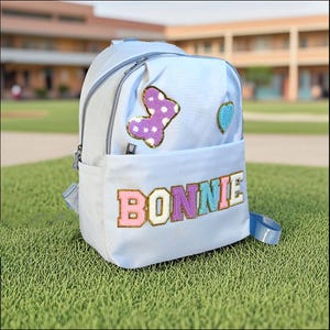 Petit sac à dos personnalisé pour fille avec nom | Sac-cadeau pour la rentrée scolaire | Cartable rose pour toute-petite fille | Sac enfant en chenille avec lettre
